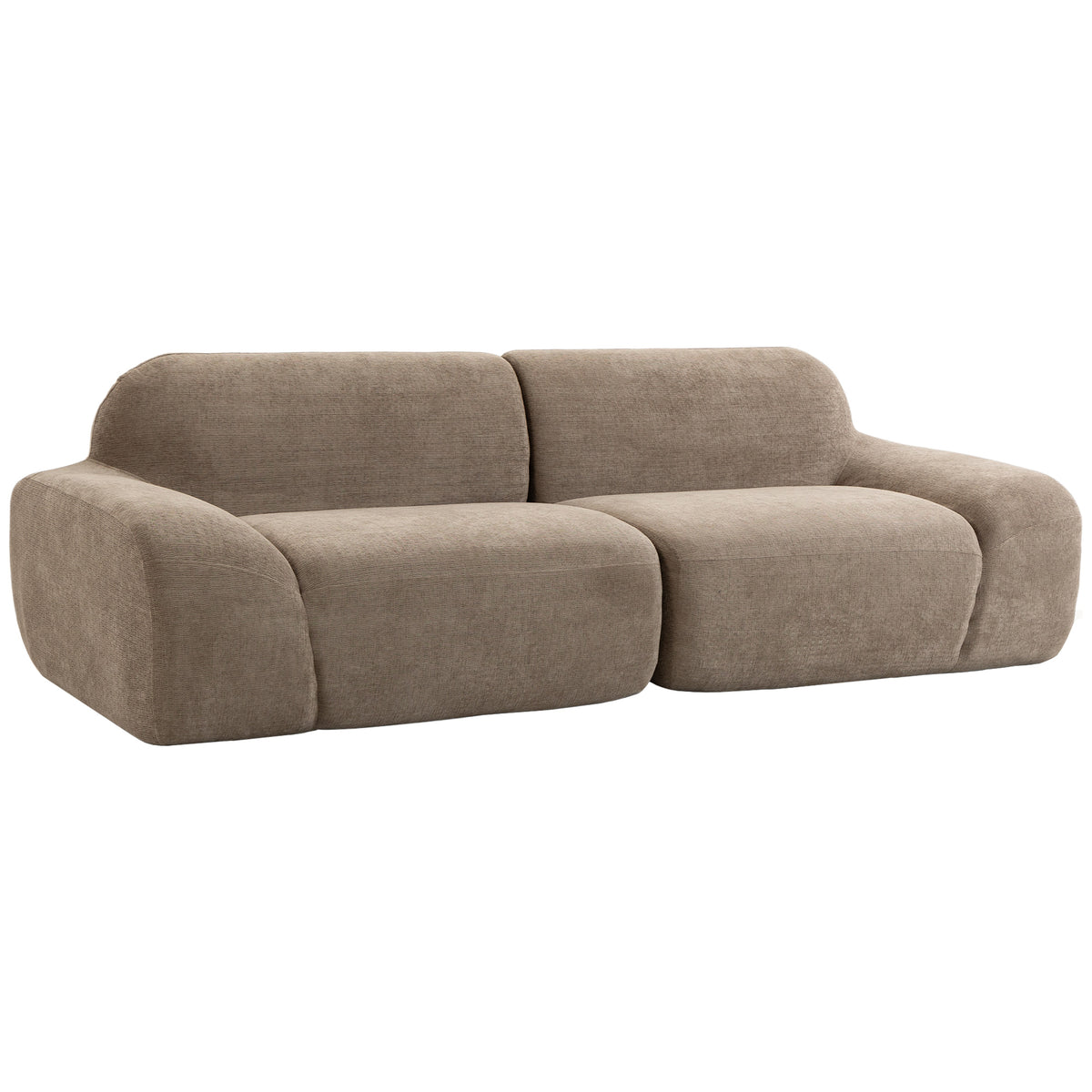 Canapé 3 Places en Chenille 244 cm, Canapé Salon Moderne, Assise et Accoudoirs Larges, Ressorts Ensachés, Marron Clair-0