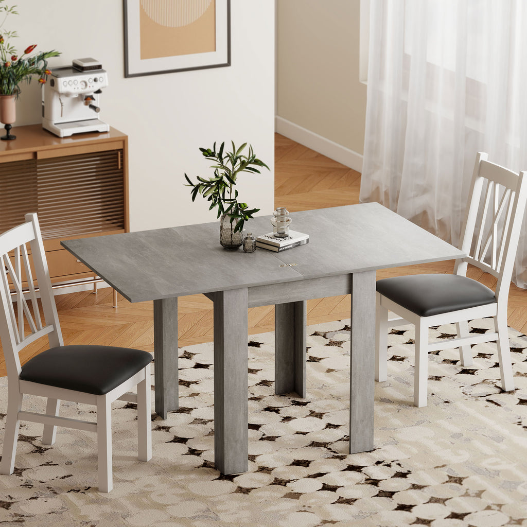 Table à manger extensible rectangle pour 4 à 6 personnes, table de cuisine 70-140 cm, patins en feutre, gris-7