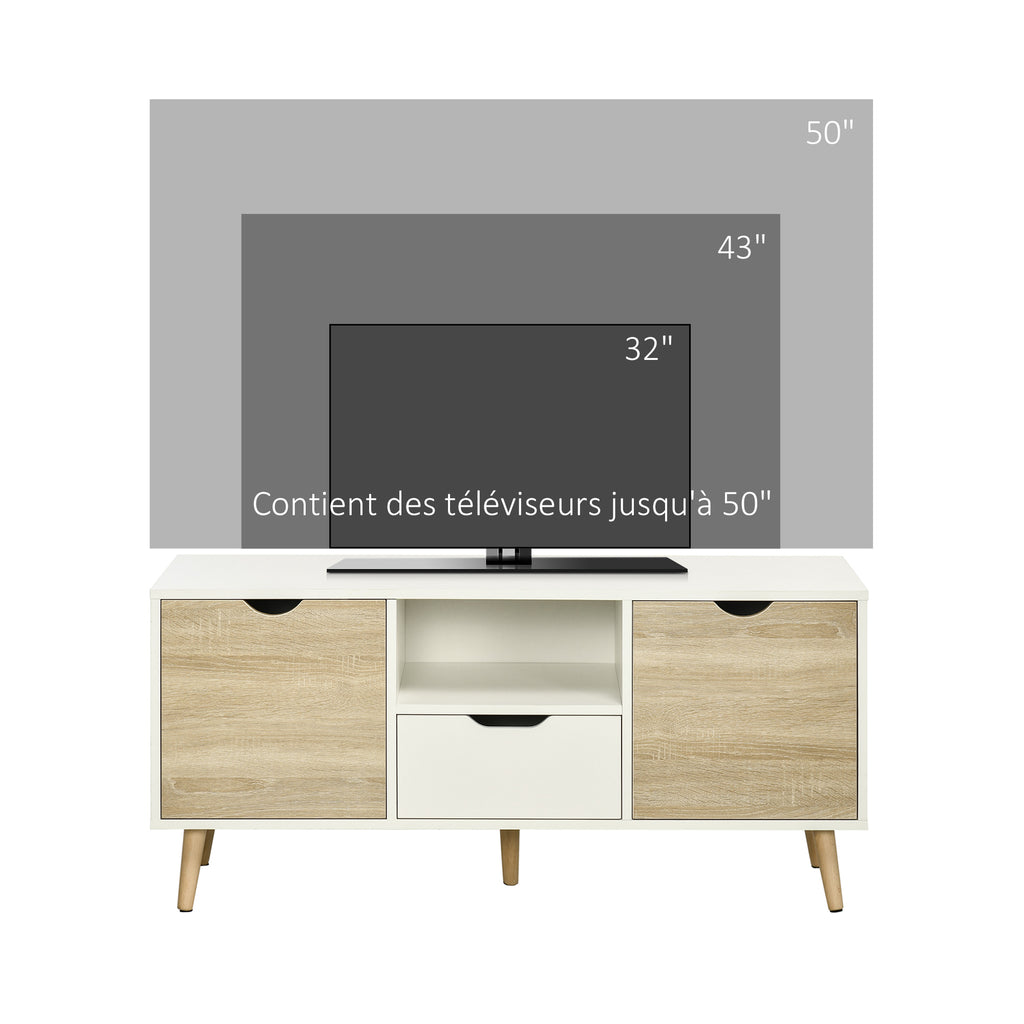 Meuble TV Banc TV Buffet bas Meuble de rangement sur pied avec 2 placards en Bois pour Chambre Salon 110 x 40 x-5