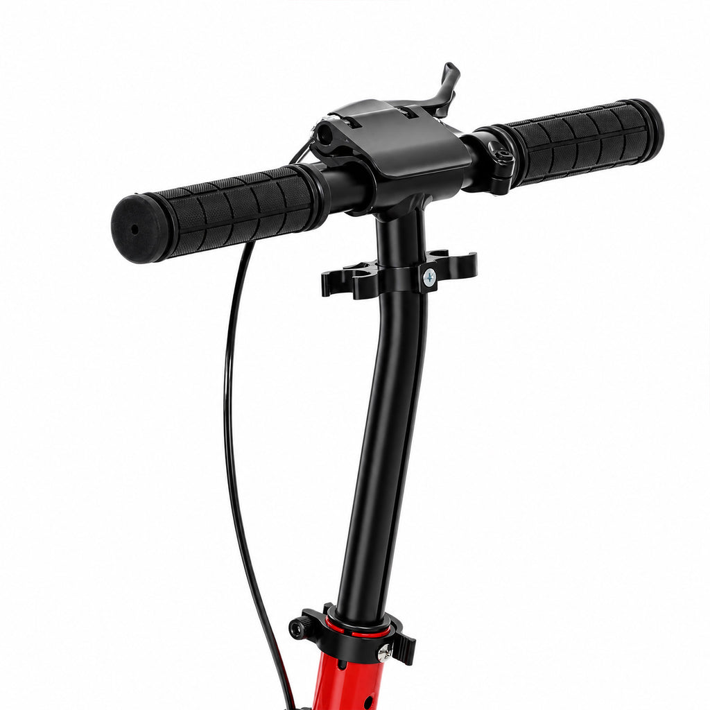Trottinette Pliable en Aluminium, Guidon Réglable, Freinage Double à Main/Pédale, Roues PU 18 cm, 86x38x103,5cm, Rouge-9