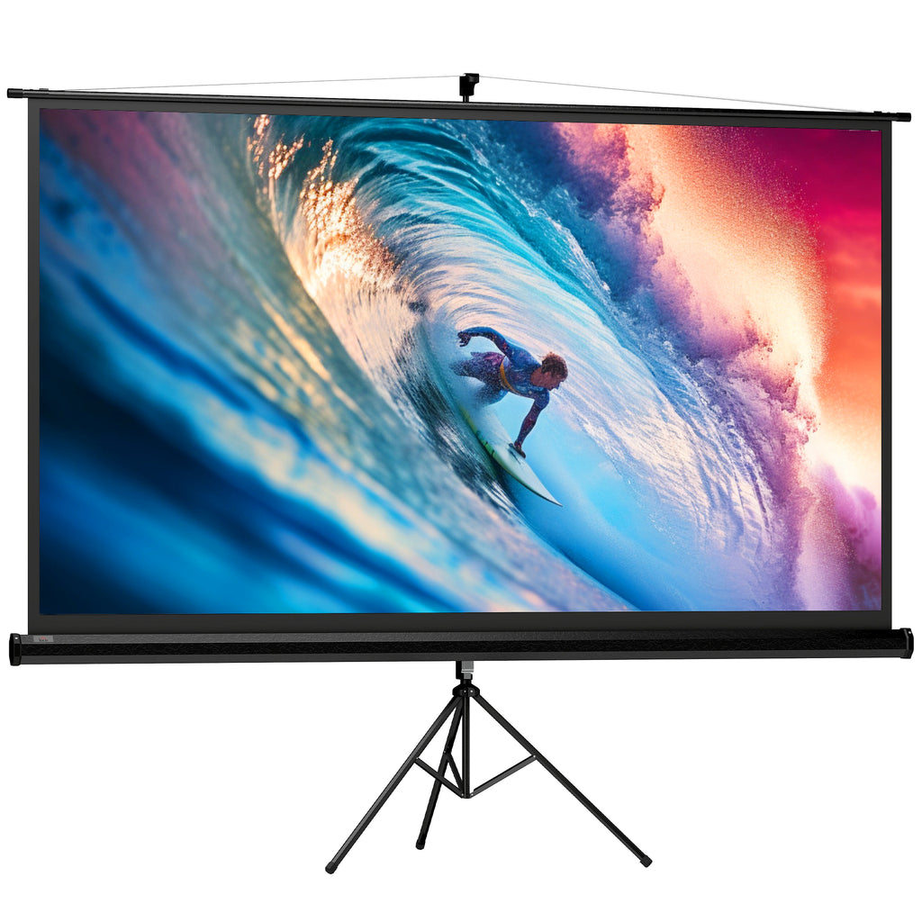 Écran de projection 100 pouces avec support trépied hauteur réglable, écran 4K HD 16:9-0