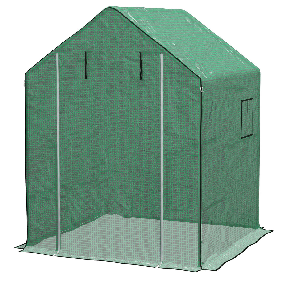 Bâche de remplacement pour serre de jardin 140 x 143 x 190 cm avec fenêtre et porte à fermeture éclair anti-UV-0