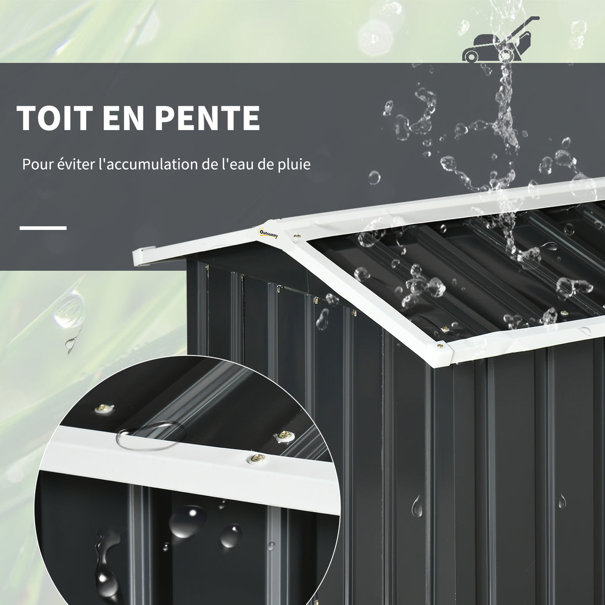 Abri de jardin pour tondeuse à gazon robot-tondeuse - garage tondeuse robot - tôle acier gris-4
