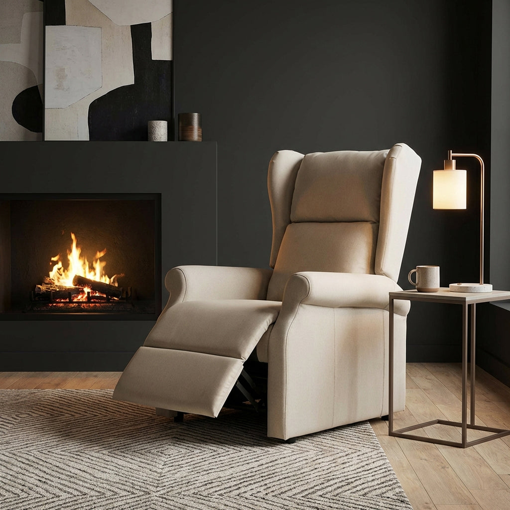 Fauteuil releveur inclinable avec Repose-Pied Fauteuil de Relaxation électrique Ajustable Lin Crème-7