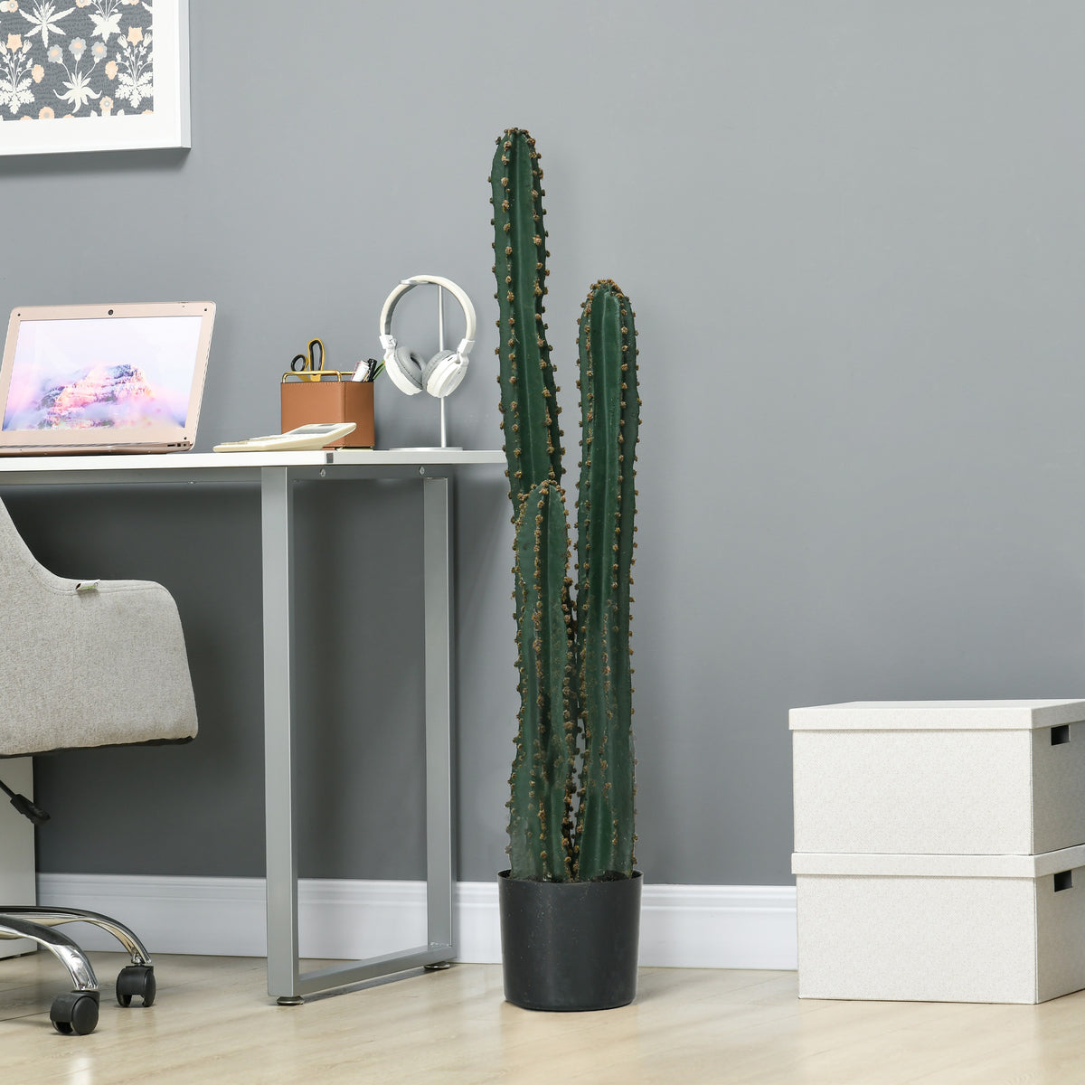 Cactus artificiel grand réalisme plante artificielle grande taille dim. Ø 18 x 120H cm vert-3