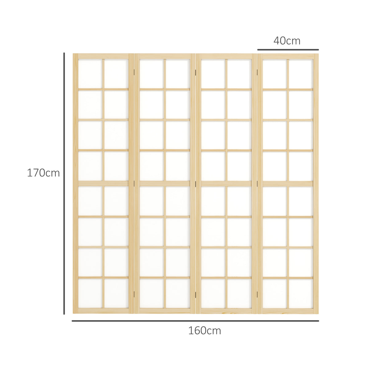 Paravent interieur pliable 4 panneaux 160 x 170 cm séparateur de pièce pour salon chambre à coucher maison, naturel-2