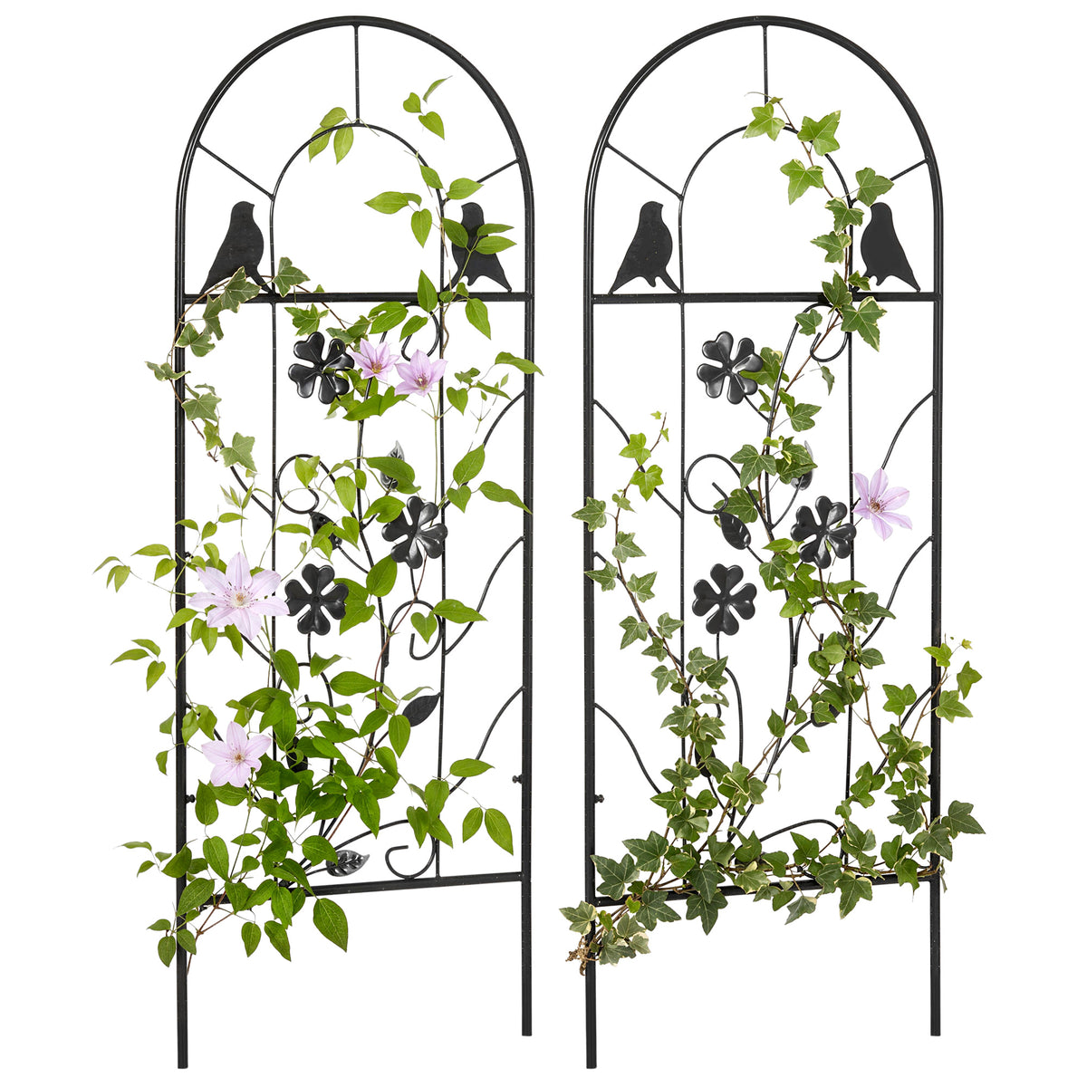 Treillis de jardin lot de 2 support pour plantes grimpantes en métal - 38 x 98 cm noir-0