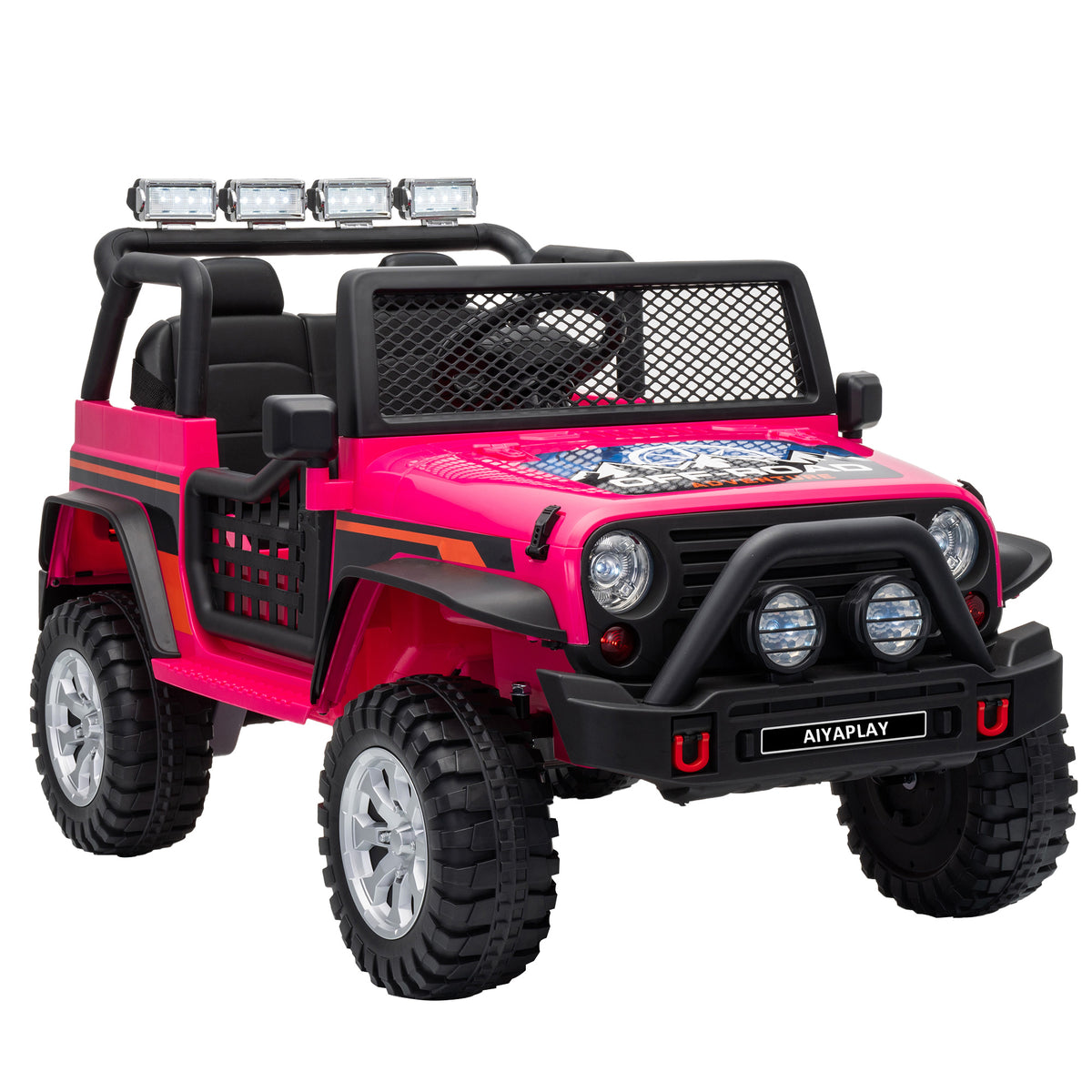 Voiture électrique enfant 2 places 12,8 V, 2 moteurs, batterie lithium, télécommande parentale, Rose-0