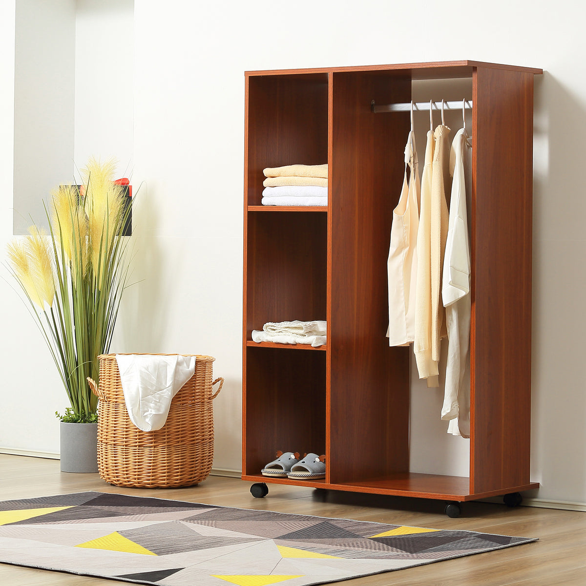 Armoire penderie Armoire de Rangement Mobile Panneaux de Particules Coloris Noyer-1