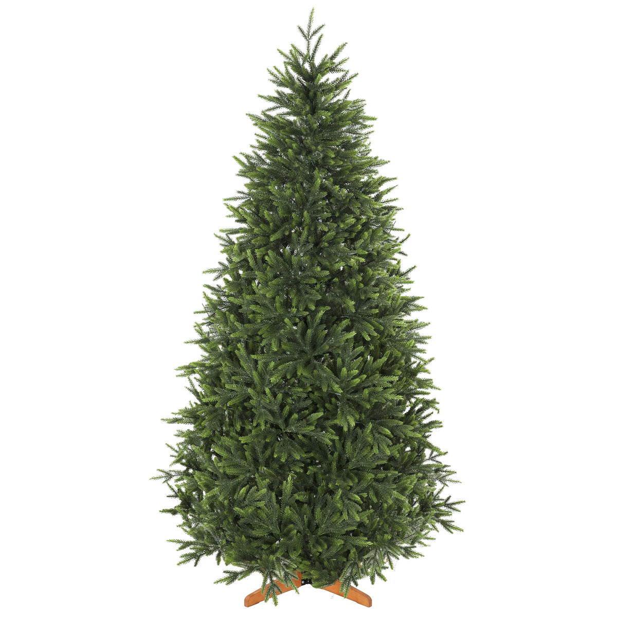 Sapin de Noël Artificiel 210 cm Nordmann, 1008 Pointes de Branches Articulées Réalistes en PE, Support en Bois, Vert-0