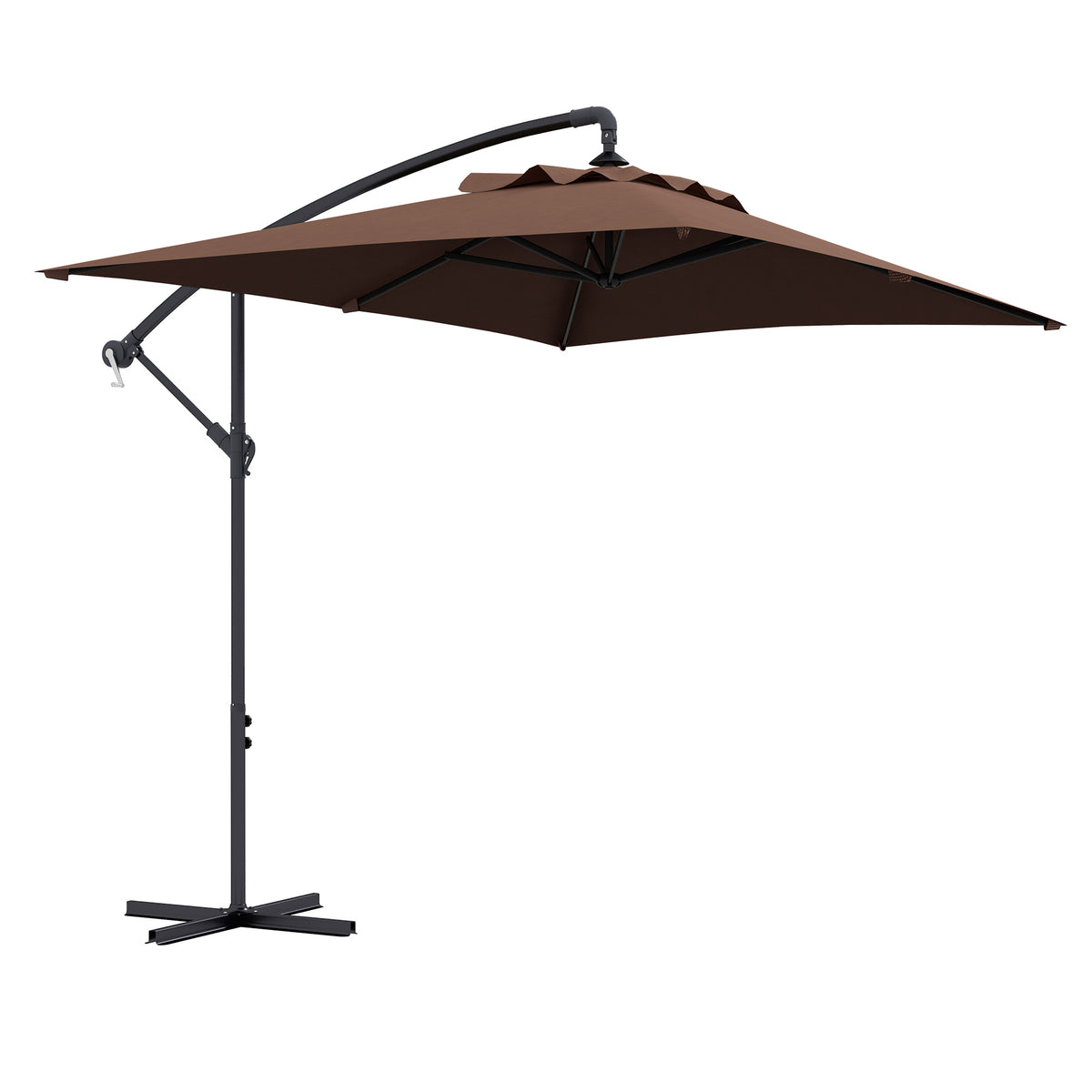 Parasol déporté parasol rectangulaire extérieur manivelle et 6 baleines acier protection UV dim. 294L x 193l x 250H cm-0