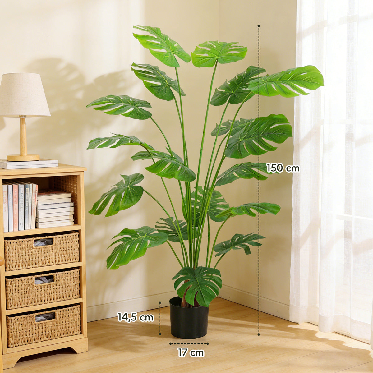 Plante artificielle arbre artificiel monstera deliciosa avec pot inclus hauteur 150 cm intérieure vert-2