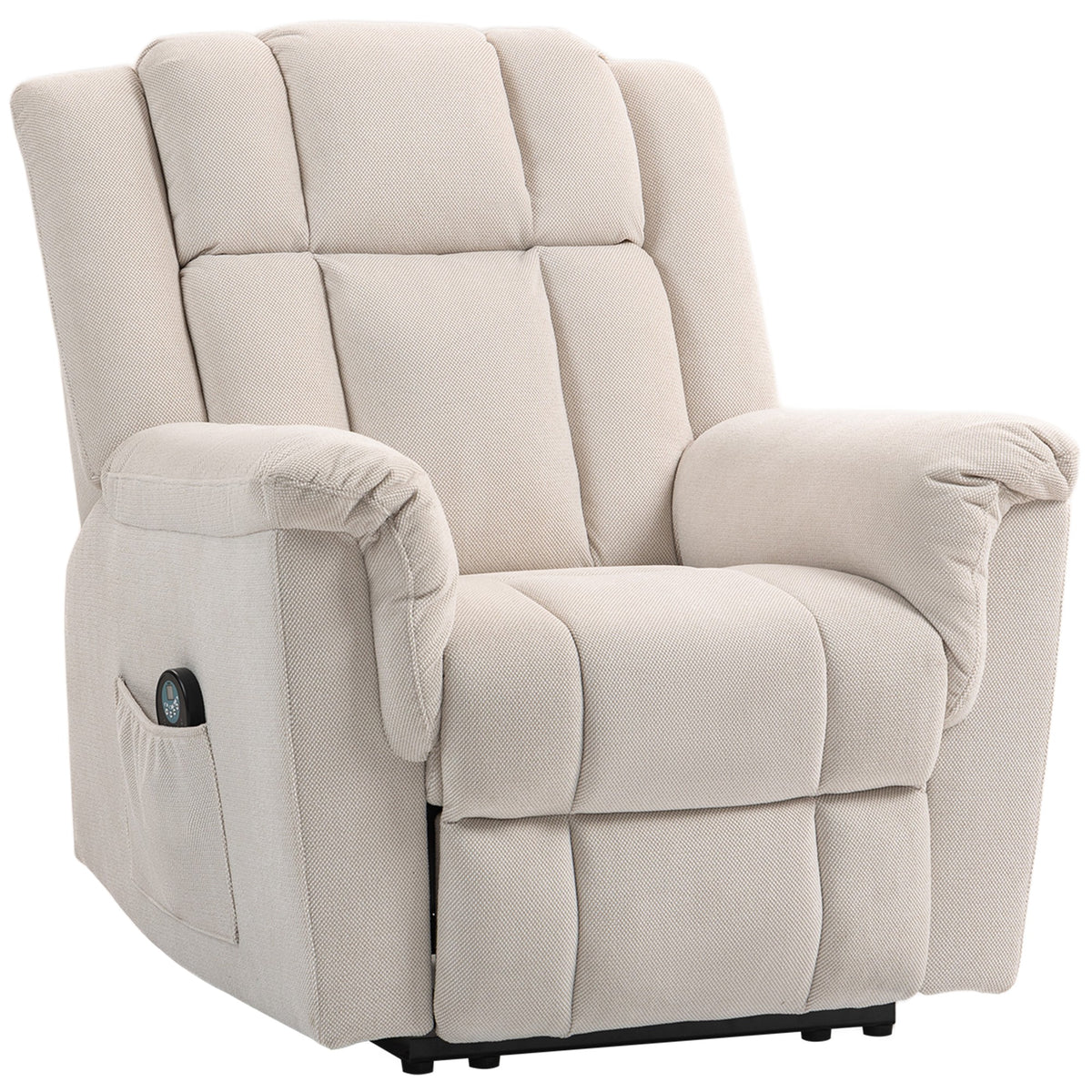 Fauteuil relax massant et chauffant, fauteuil inclinable, dossier réglable manuellement, 85x91x104cm, beige-0