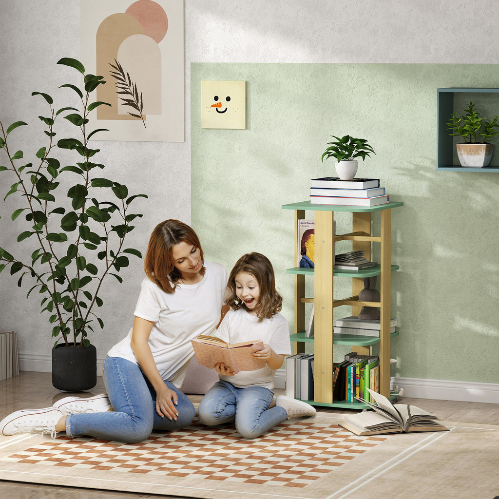 Bibliothèque enfant avec roulettes, rangement livre enfant 3 niveaux pour salle de jeux, chambre d'enfant, vert-1