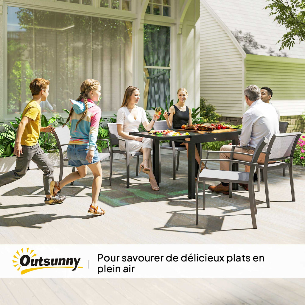 Table Extensible de Jardin Grande Taille dim. dépliées 160 x 80 x 75 cm Aluminium Plateau Verre trempé transparent-8