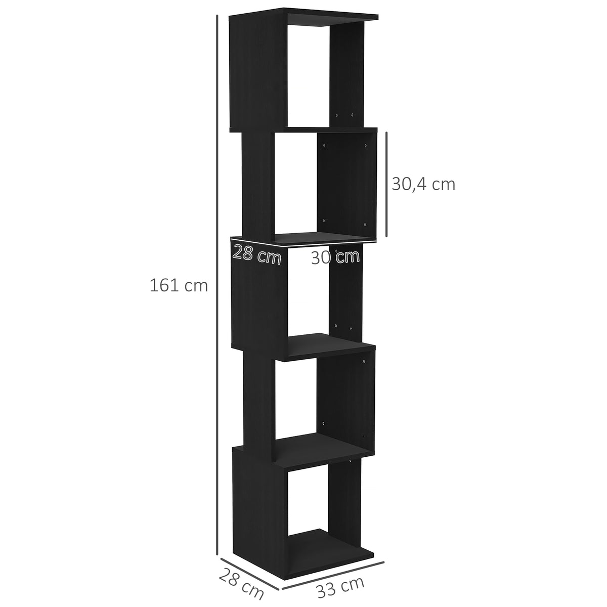 Bibliothèque étagère Design Moderne à 5 Niveaux – Rangement Pratique pour Maison ou Bureau, noir-2