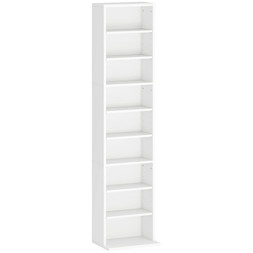 Rangements pour CD et DVD 9 compartiments et 6 étagères réglables capacité max. 260 CD/120 DVD 33 x 24 x 140 cm blanc-0