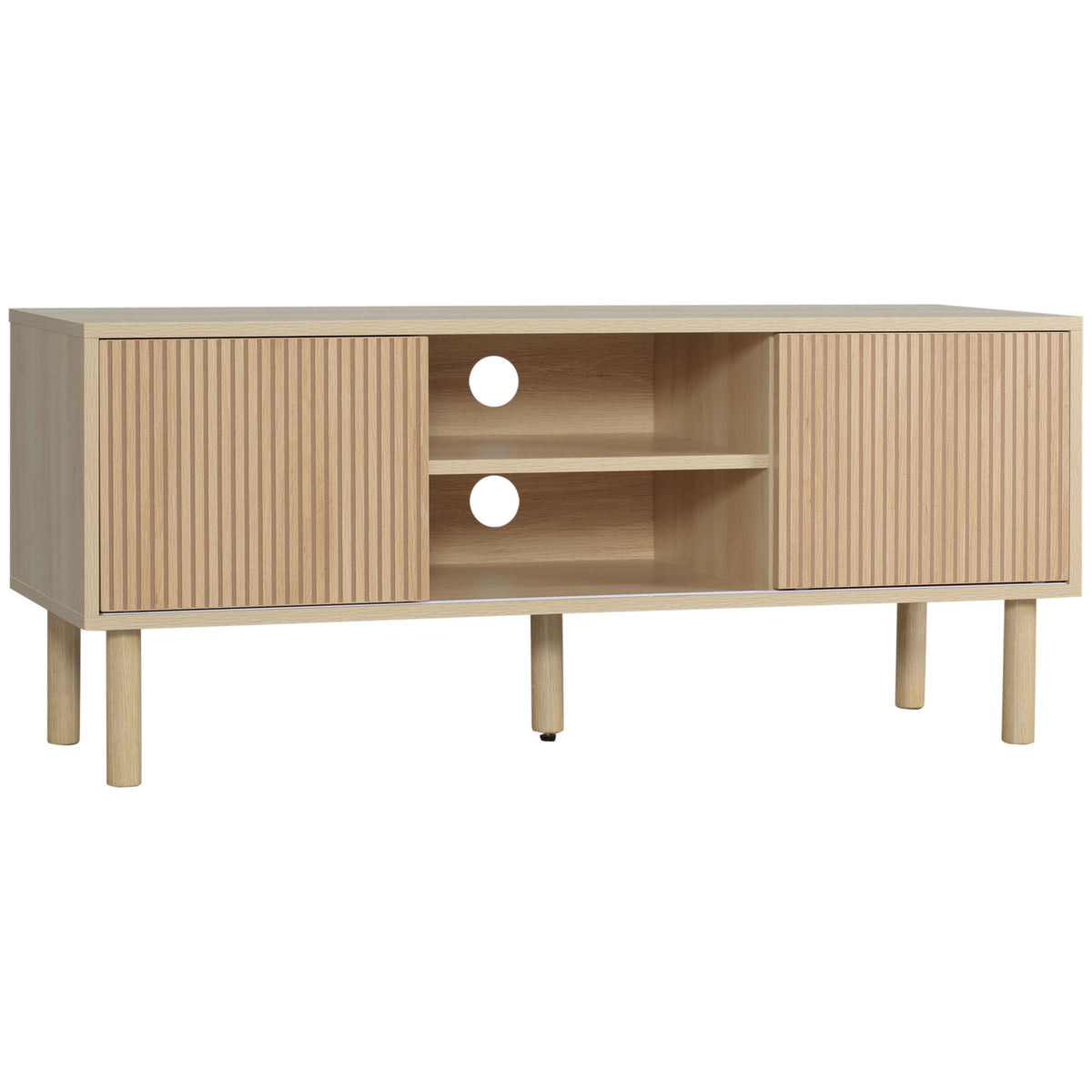 Meuble TV support TV pour télévision jusqu'à 50 pouces 2 portes coulissantes et 2 niches avec passe-câbles - 115 x 40 x 49 cm-0