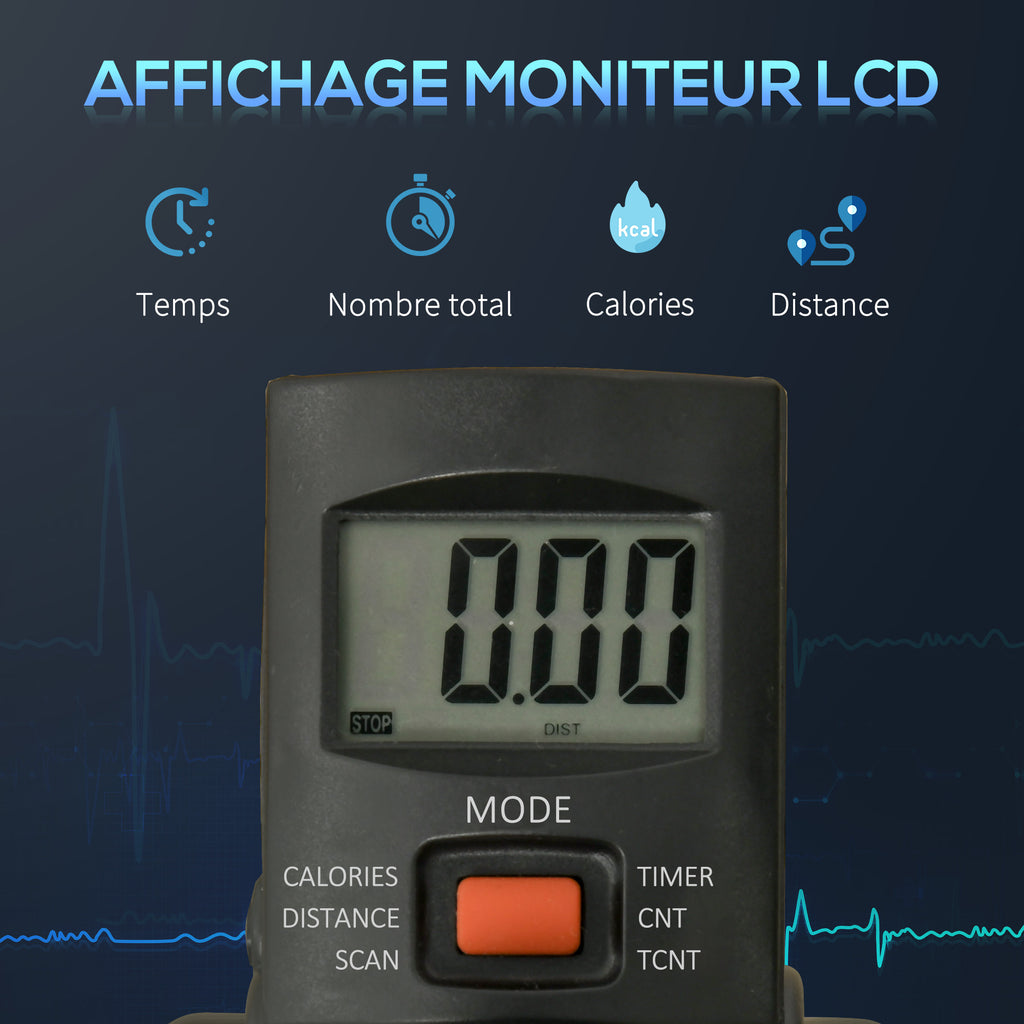 Pédalier d'appartement mini vélo d'appartement résistance ajustable écran LCD 33-43 x 40 x 24,5-34,5 cm en acier noir-5