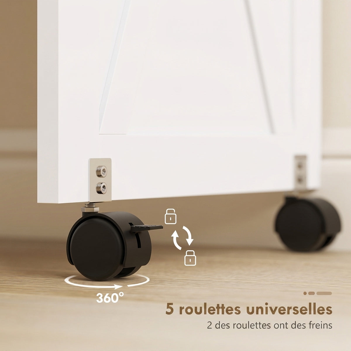 Table de Couture Pliante, Meuble Couture Roulant, Porte Magnétique de Grange, 2 Bacs, Étagère, 18 Chevilles, Blanc-6