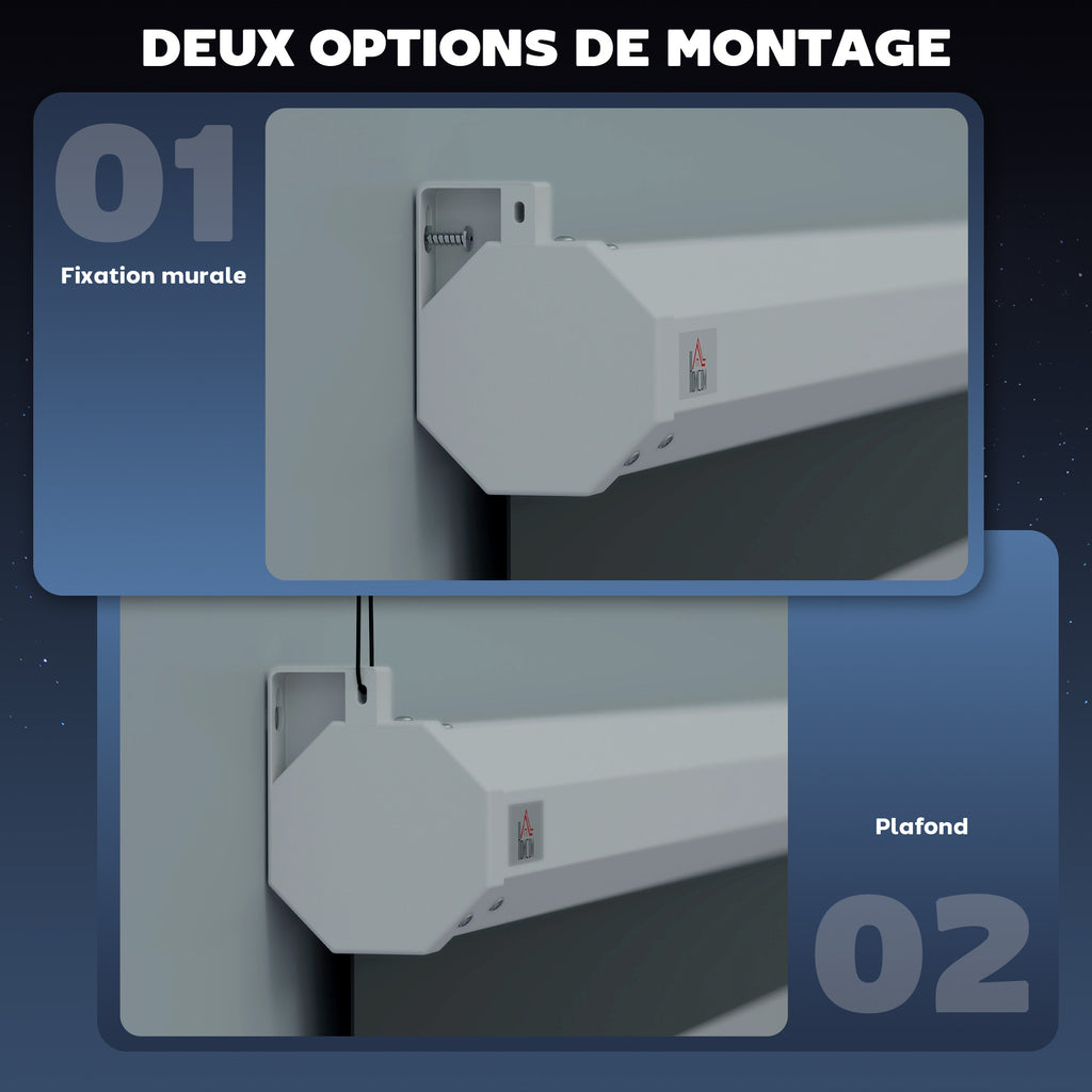 Écran vidéoprojecteur 84 Pouces, 4:3 4K HD écran de projection motorisé et électrique, écran de projection tv et home cinéma, montage mural ou plafond, panneau de commande et télécommande-7
