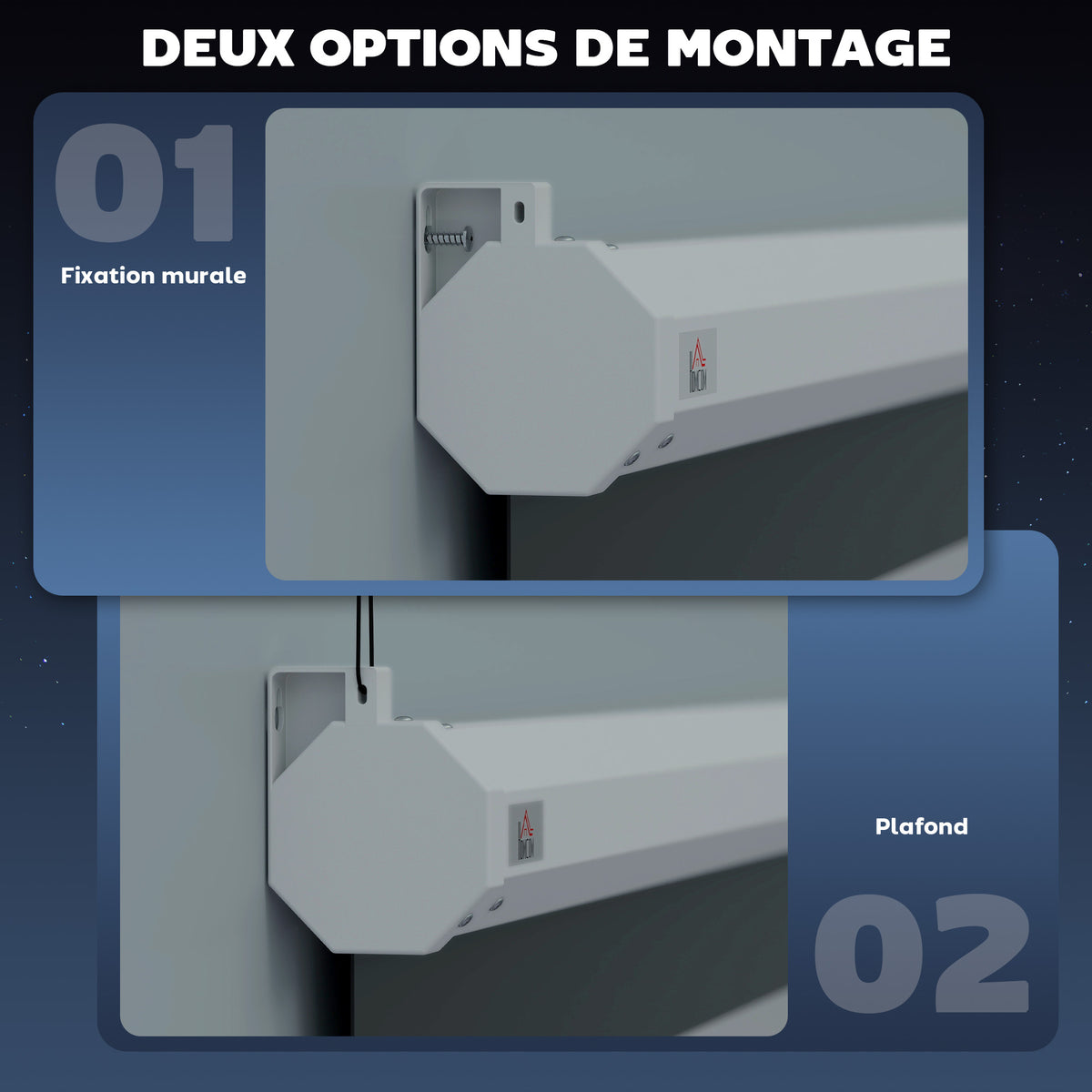 Écran vidéoprojecteur 84 Pouces, 4:3 4K HD écran de projection motorisé et électrique, écran de projection tv et home cinéma, montage mural ou plafond, panneau de commande et télécommande-7