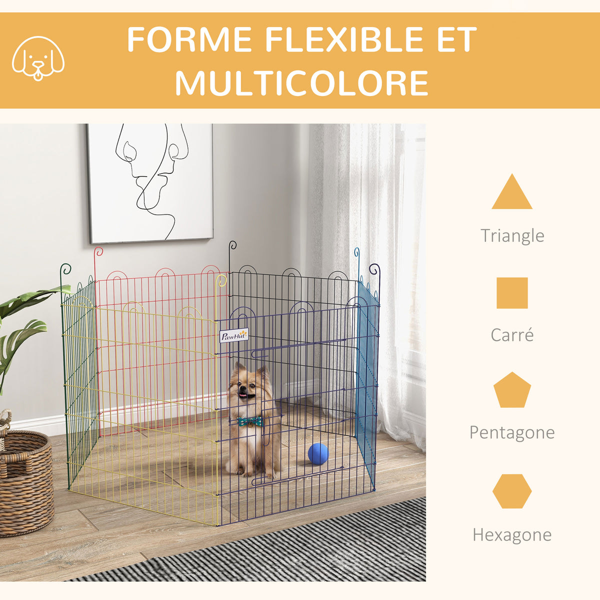 Lot de 2 enclos pliant en métal pour chiens lapins rongeurs petits animaux intérieur et extérieur 6 panneaux avec porte-4