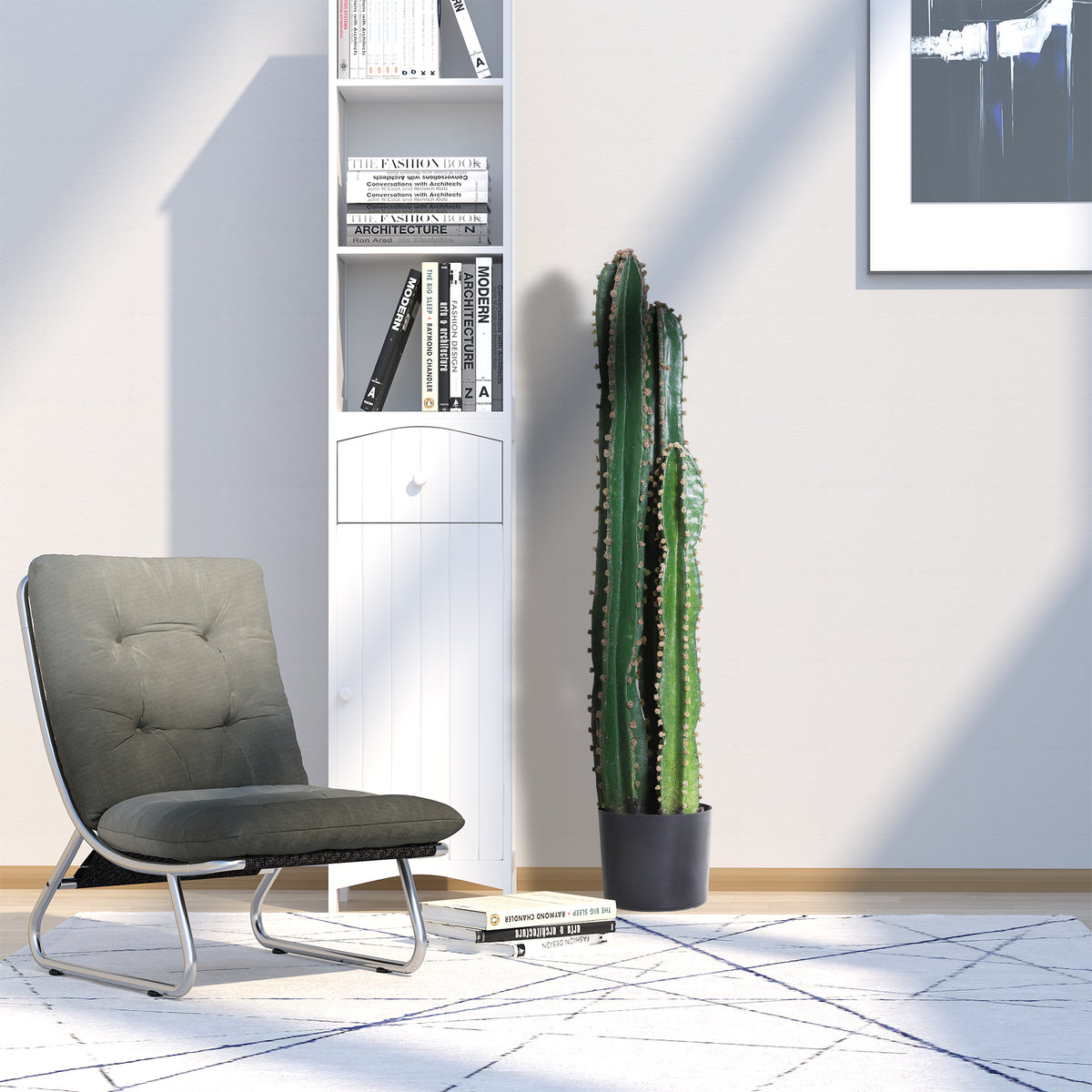 Cactus artificiel grand réalisme plante artificielle grande taille dim. Ø 17 x 98H cm vert-1