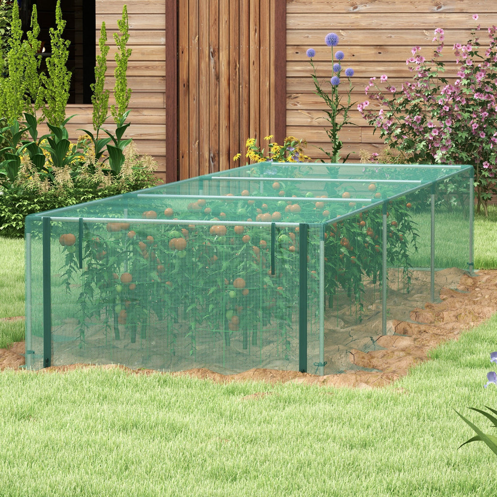 Serre de jardin serre à tomates filet protection porte zippée enroulable HDPE, dim. 125L x 373l x 62,5H cm-9