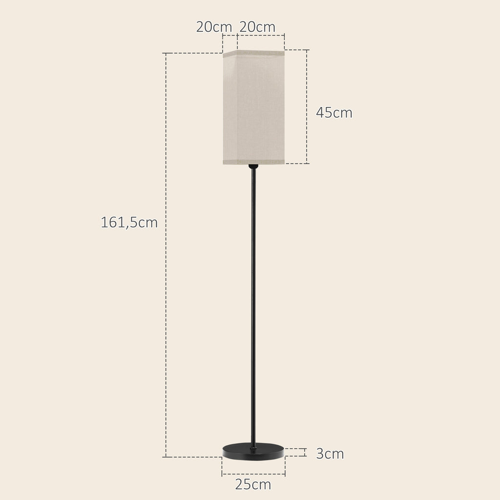 Lampadaire sur pied salon lampe salon sur pied avec abat-jour beige effet lin interrupteur à pied Ø 25 x 161,5 cm noir-2