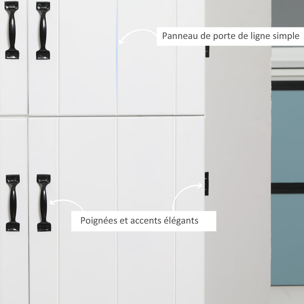 Armoire de cuisine buffet de salle à manger avec 4 portes 6 étagères de rangement style moderne 76 x 40 x 177 cm blanc-6