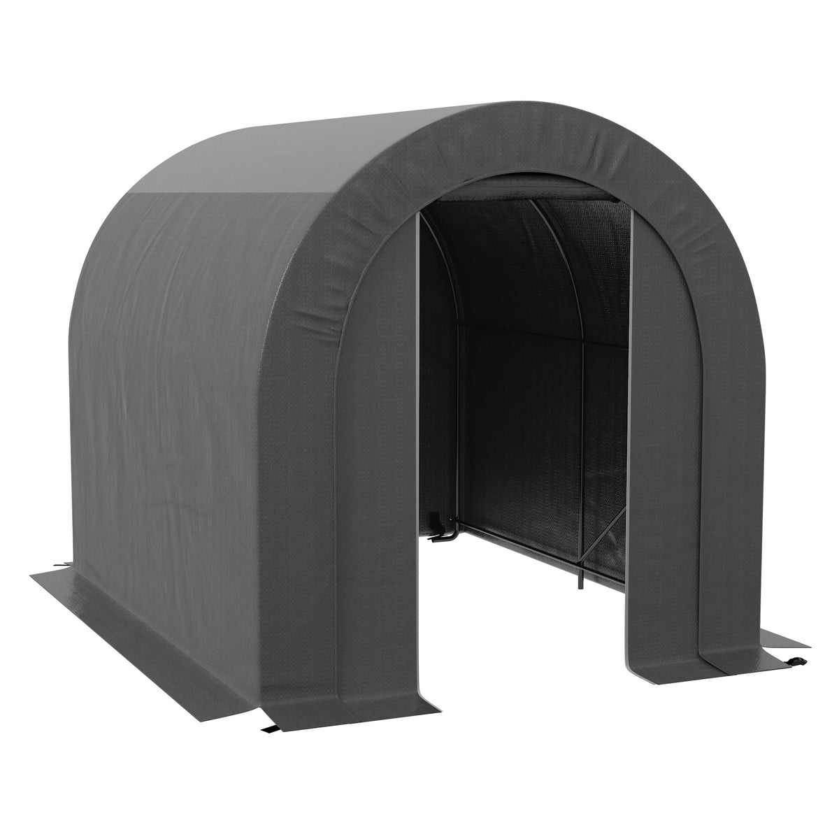 Abri de jardin tente de rangement extérieur abri de vélo garage pour vélo bâche en PE métal 2,4 x 1,8 x 1,9 m gris foncé-0