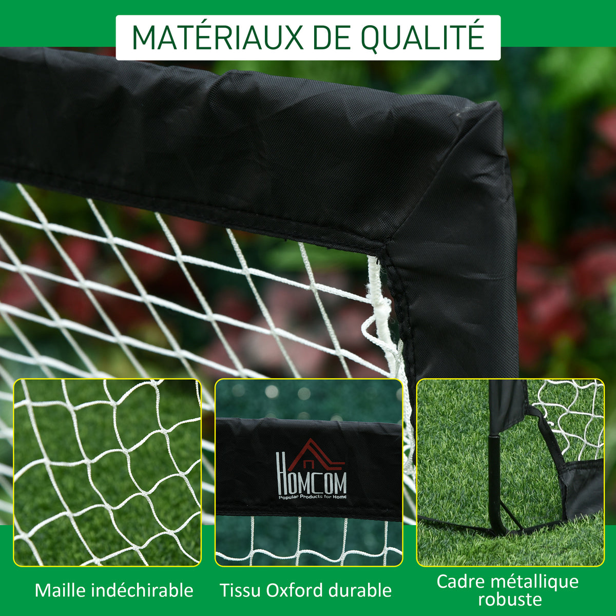 Lot de 2 but de foot extérieur, cage de foot portable avec sac de rangement en tissu Oxford 183 x 90 x 90 cm noir blanc-6