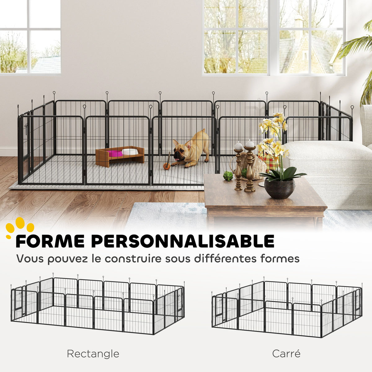 Parc pour chien, parc pour animaux, 16 panneaux, clôture portable pliable, sécurisé, noir-4