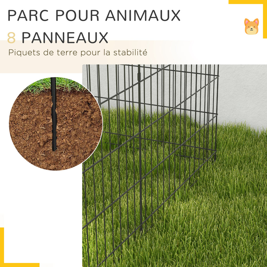 Parc enclos modulable pour chiens lapins rongeurs clôture pour petits animaux intérieur et extérieur 61 x 76 cm noir-5