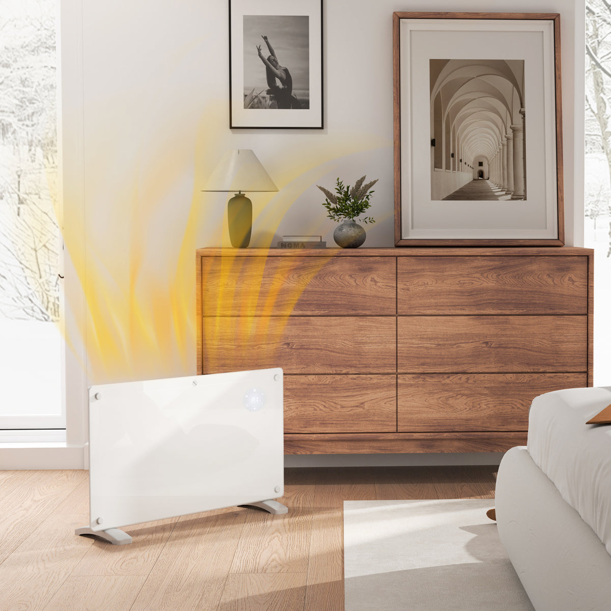 Radiateur électrique au sol ou mural 1500W affichage LED, minuterie 24 heures ou hebdomadaire, thermostat, télécommande-1
