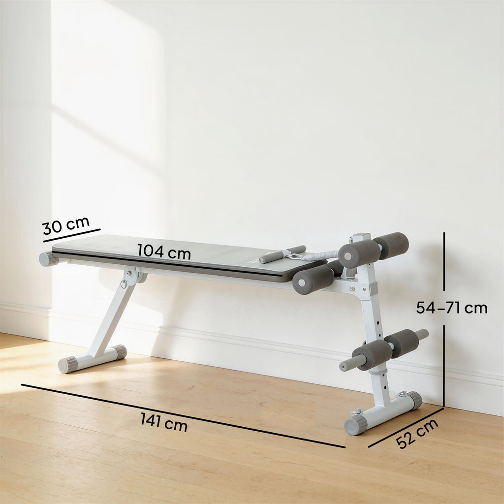 Banc de Musculation Multifonction, Banc Plat Réglable avec Siège à 3 Niveaux, 141 x 52 x 54-71 cm, Bleu et Blanc-2