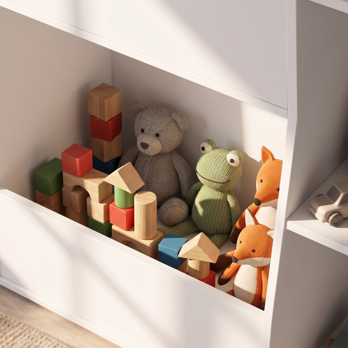 Meuble rangement enfant, bibliothèque enfants avec 8 compartiments et étagère supérieure, 104 x 29 x 101,5 cm, blanc-9