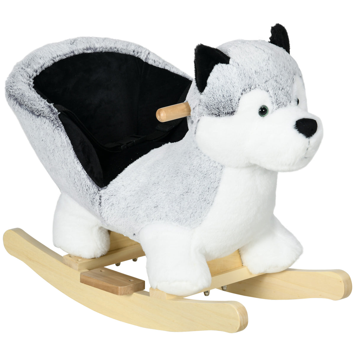 Husky à bascule pour enfants cheval à bascule jouet à bascule bébé 18-36 mois - musique poignées ceinture de sécurité-0