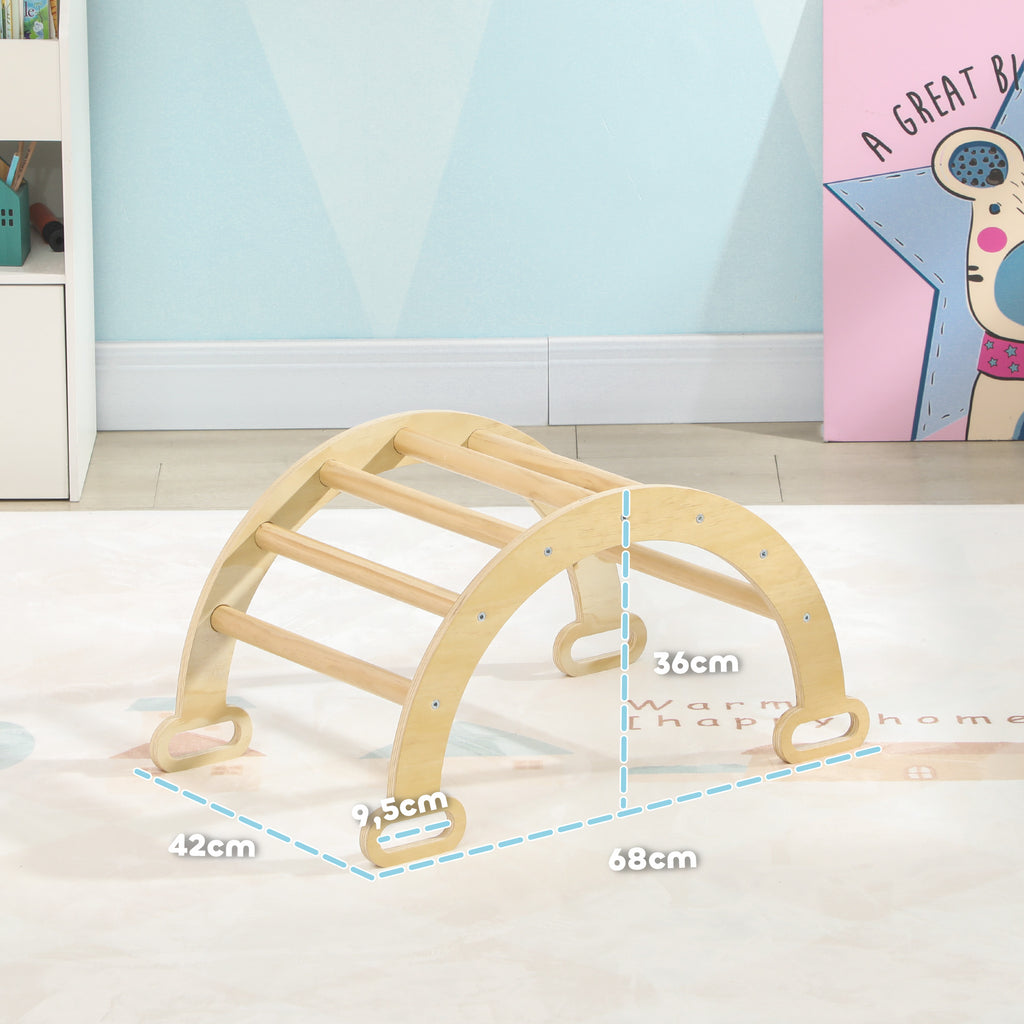 Arche escalade enfants bascule en bois d'intérieur pour garçons & filles, tout-petits de 18 à 48 mois, bois naturel-2