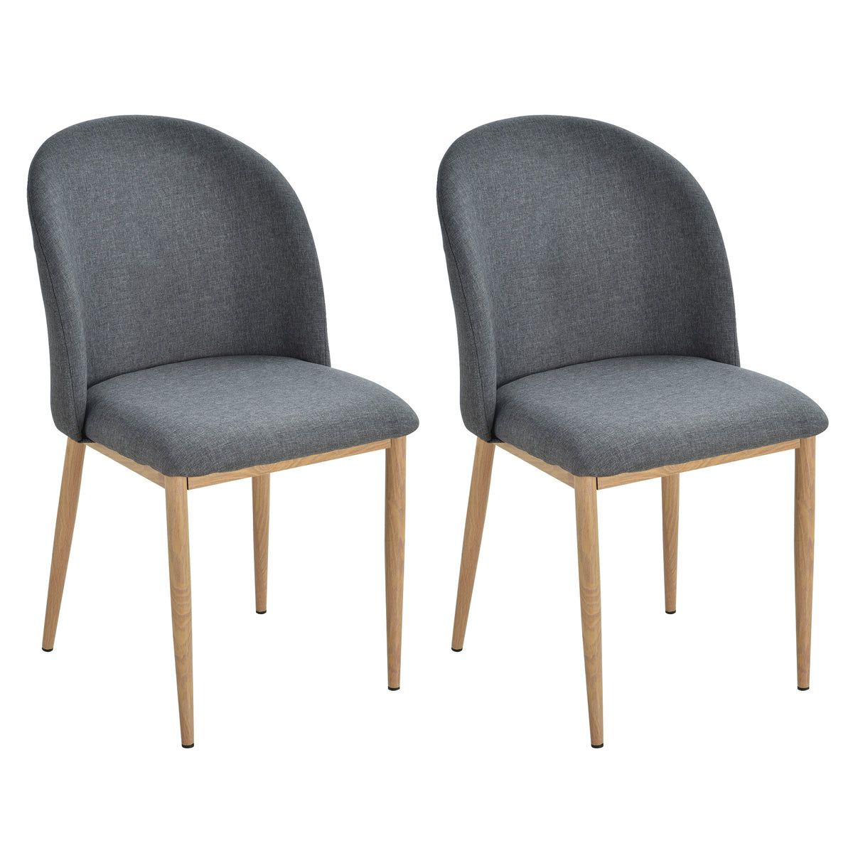Lot de 2 chaises de Salle à Manger Chaise de Salon Pieds en métal Imitation Bois 50 x 58 x 85 cm Gris-0