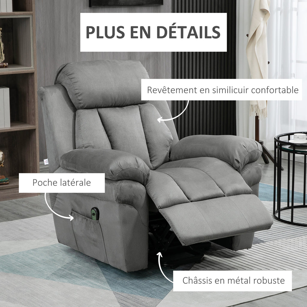 Fauteuil de Relaxation électrique Fauteuil releveur inclinable avec Repose-Pied Ajustable gris-5