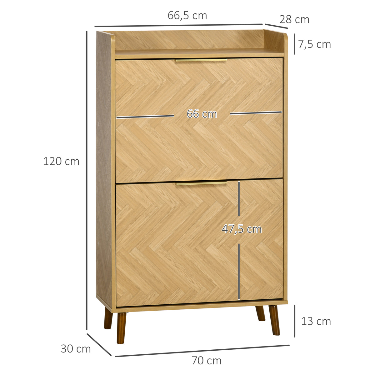 Meuble à chaussures à 2 abattants pour petit entrée salon chambre 70 x 30 x 120 cm-2