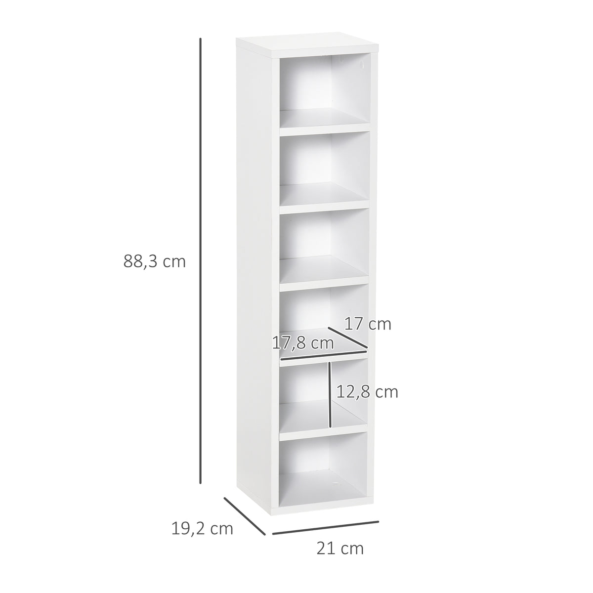 Lot de 2 étagères colonnes Armoire de Rangement CD-DVD 6 + 6 Compartiments dim. 21L x 19l x 88H cm capacité Max. 160 CD Blanc-2