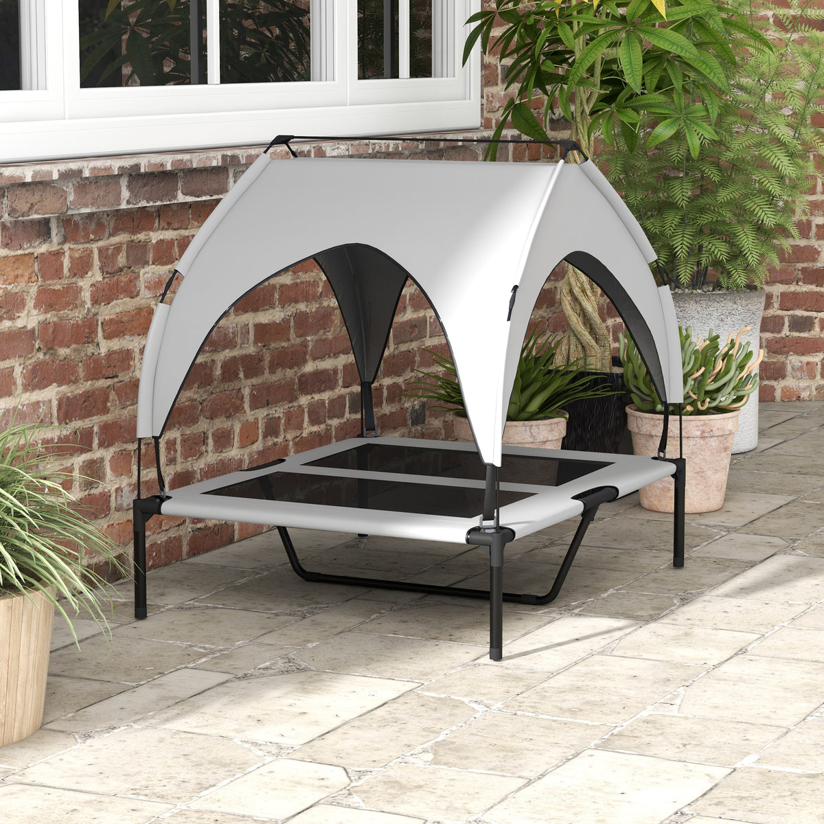 Lit pour chien chat sur pieds grand confort velum anti-UV oxford sac de transport inclus 91 x 76 x 85 cm gris-8