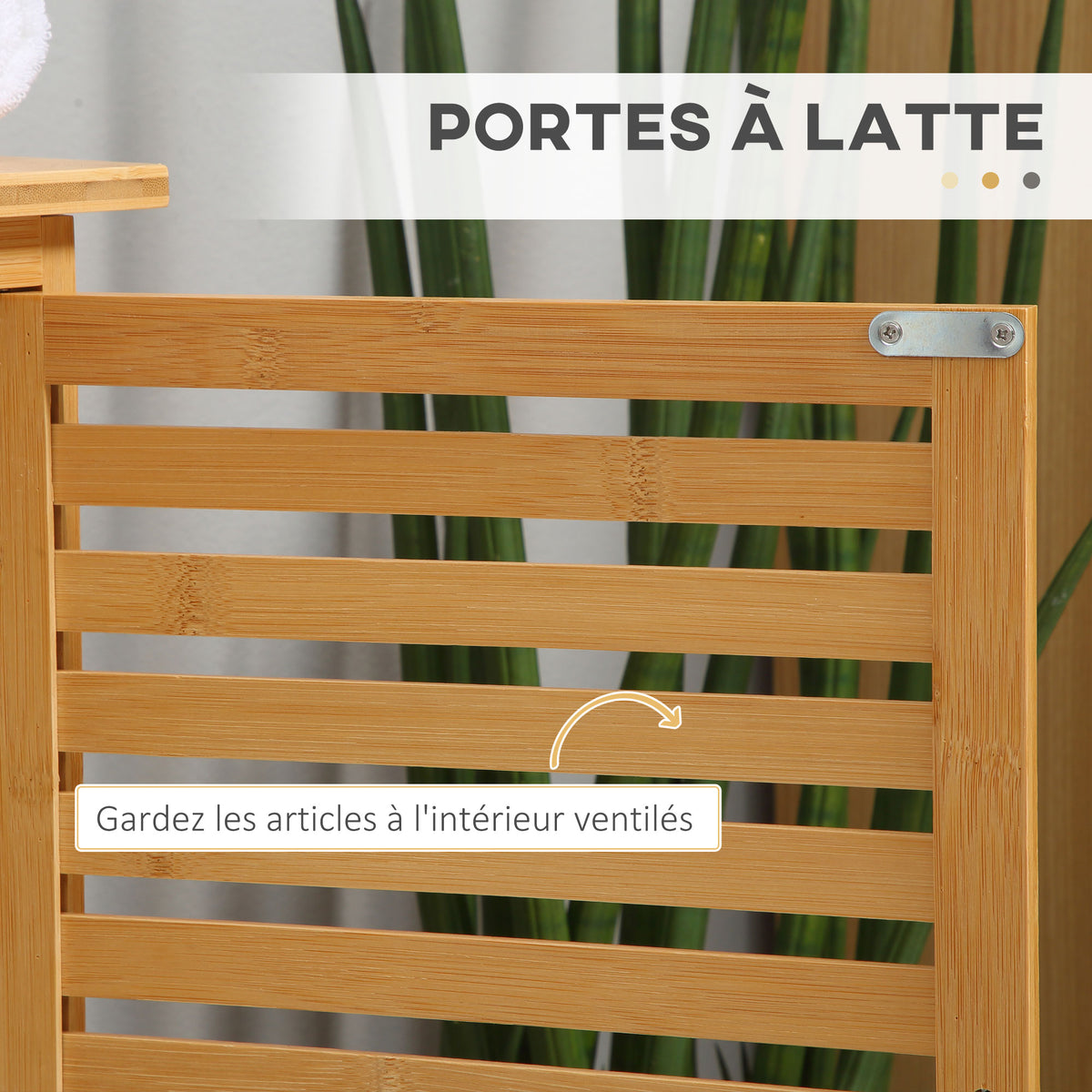 Meuble sous lavabo salle de bain en bambou meuble sous vasque 2 portes 66 x 29 x 61,5 cm-4