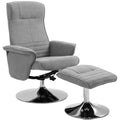 Fauteuil relax inclinable 135° pivotant 360° avec repose-pieds revêtement tissu gris-0