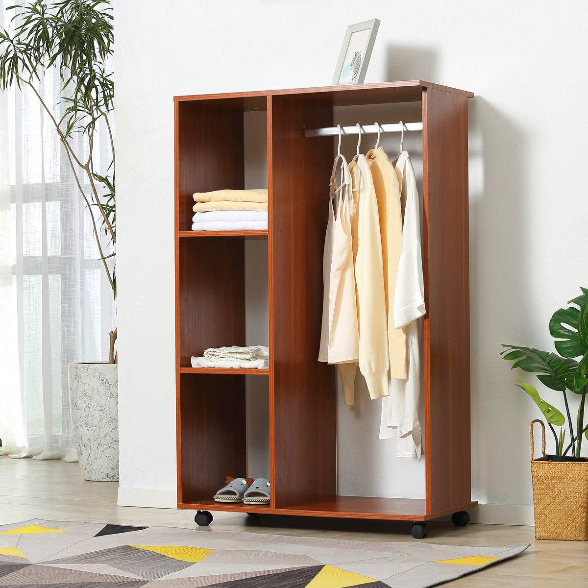 Armoire penderie Armoire de Rangement Mobile Panneaux de Particules Coloris Noyer-9