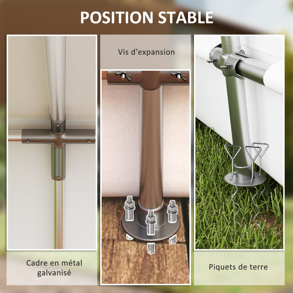 Abri de Rangement Extérieur 3 x 4,5 m, tente de stockage étanche et anti-UV, porte enroulable, fenêtres, gris-4