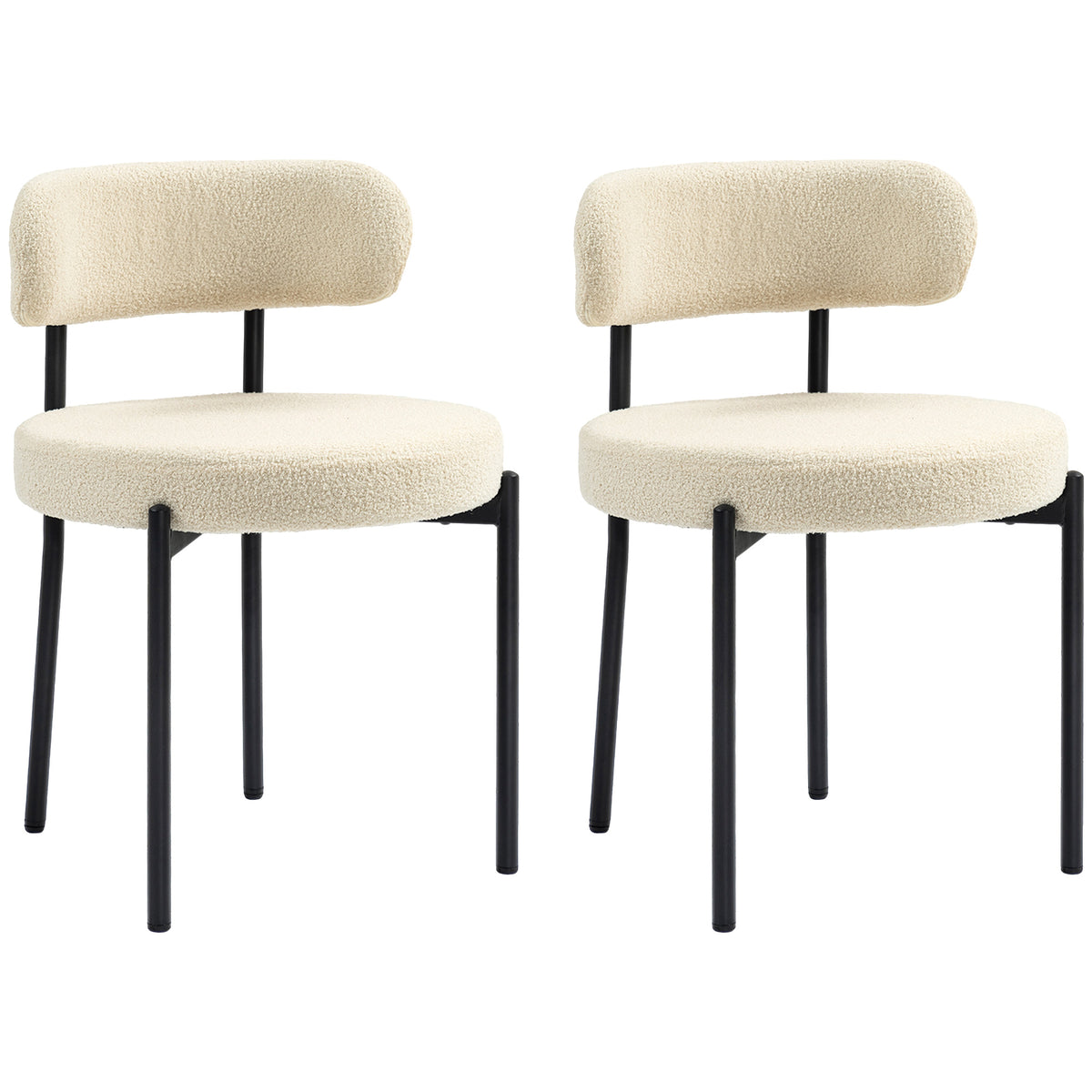 Lot de 2 chaises de salle à manger avec dossier en tissu pieds en acier 51 x 51 x 76 cm beige noir-0